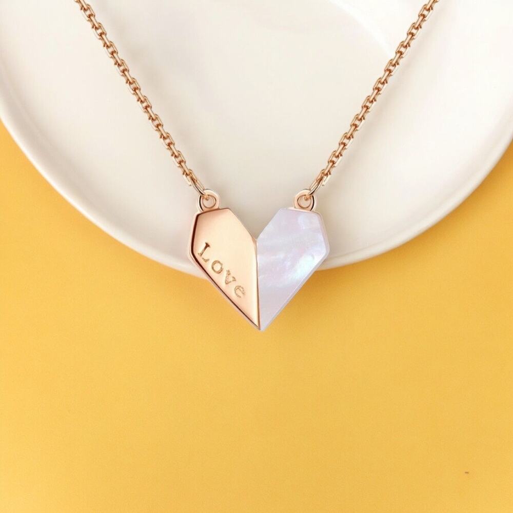NEW 18 karat yellow gold plated seashell heart love necklace jewelry B16A
